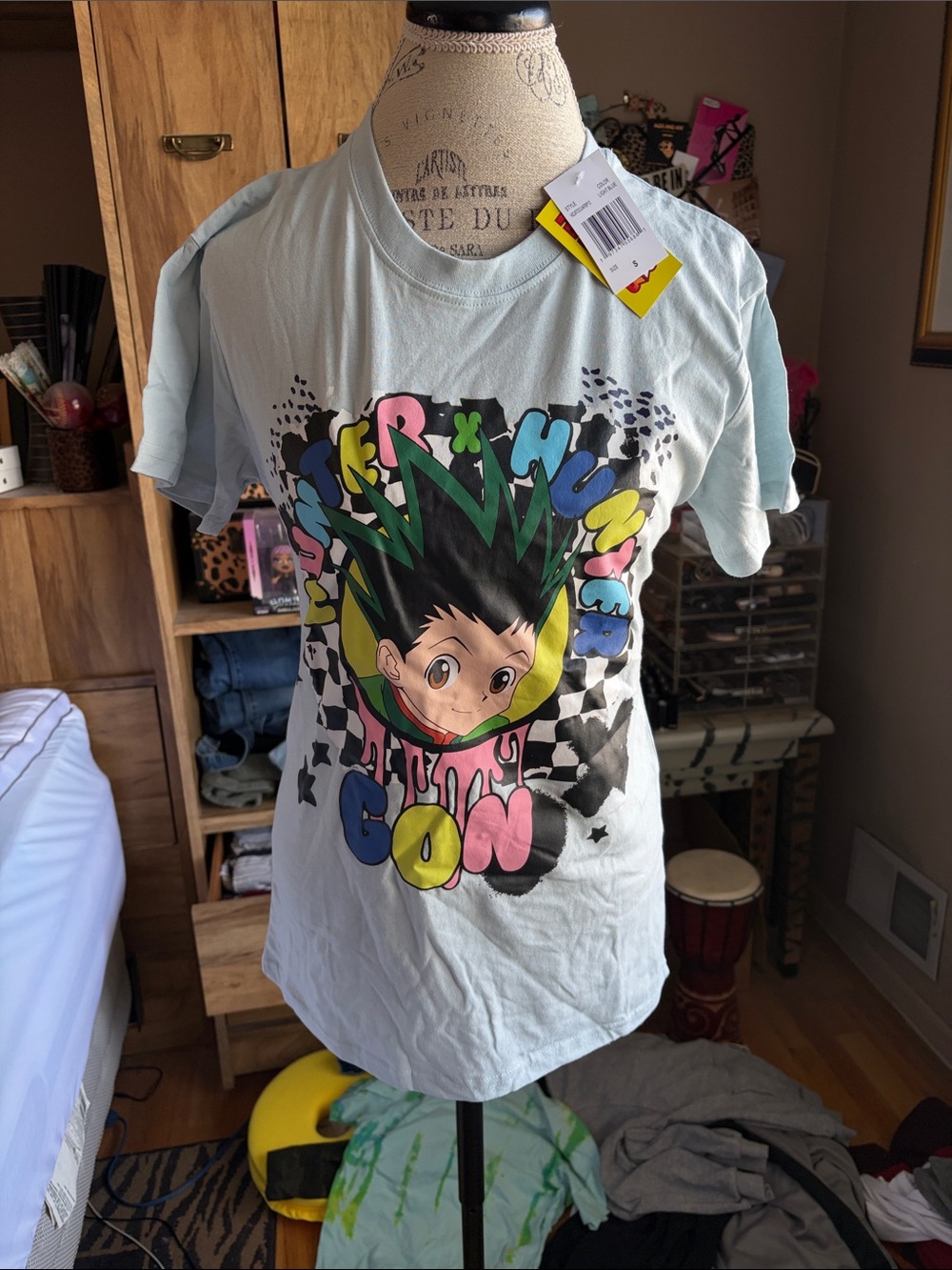 Light Blue Hunter x Hunter Gon Graphic T‑Shirt with Colorful Print - small nwt
